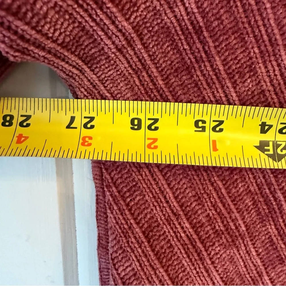Easel Long Sleeve Burgundy Red Velvet Ribbed Sweater w/ Open Back, Size L, NWOT